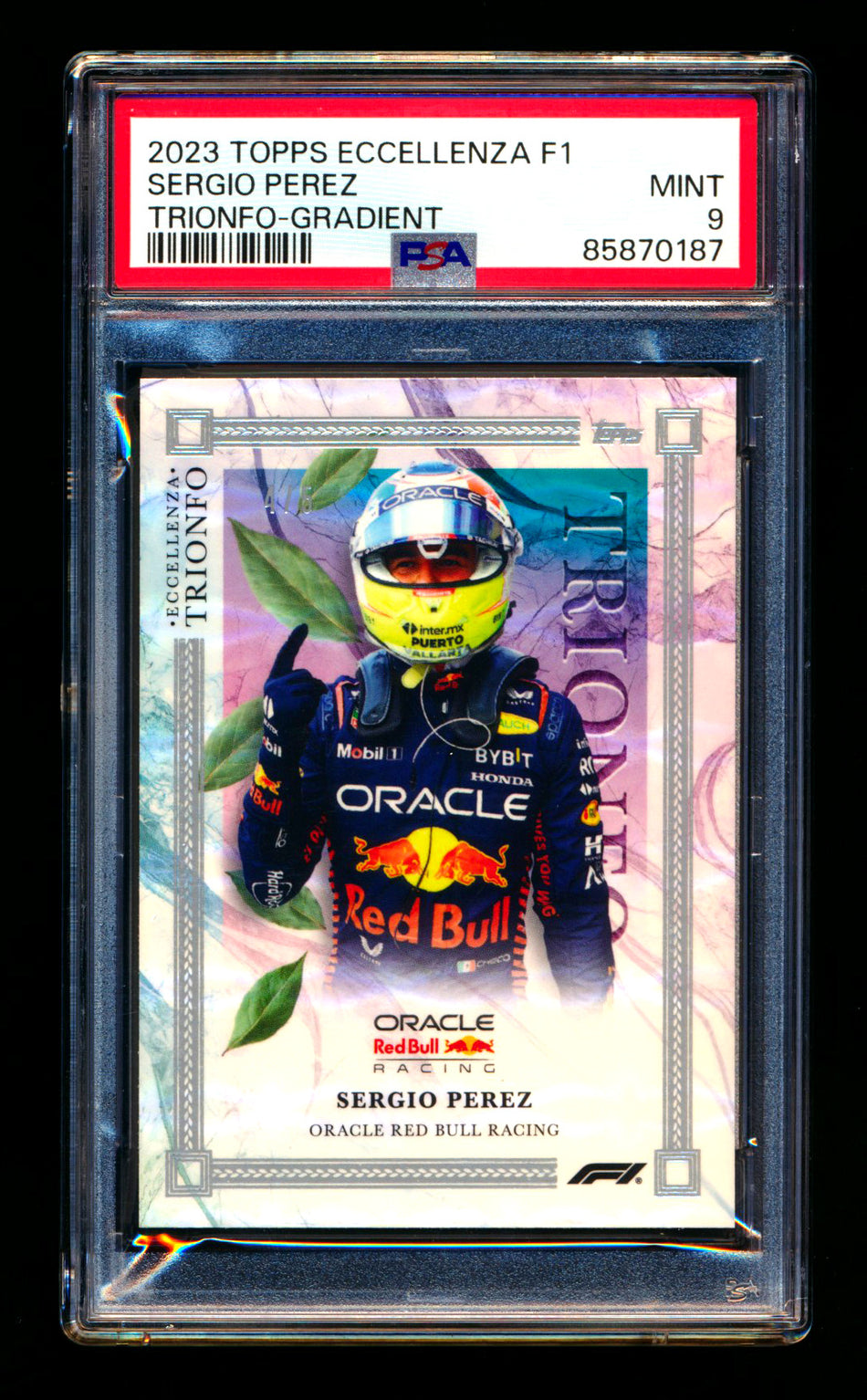 2023 Topps Eccellenza F1 Trionfo Sergio Perez Gradient Parallel #4/5 PSA 9
