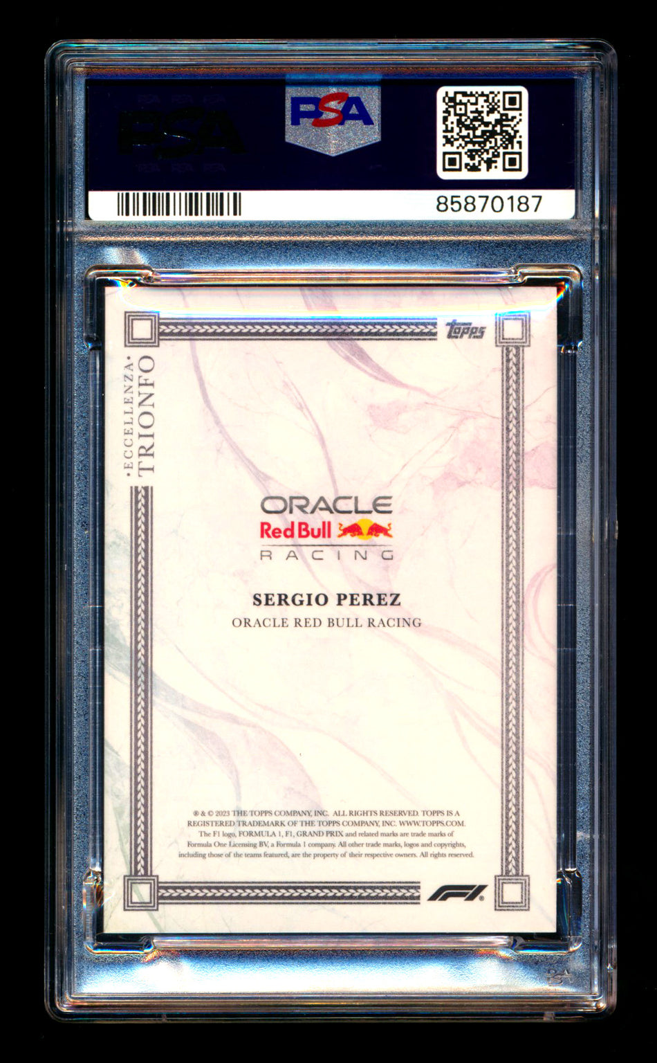 2023 Topps Eccellenza F1 Trionfo Sergio Perez Gradient Parallel #4/5 PSA 9