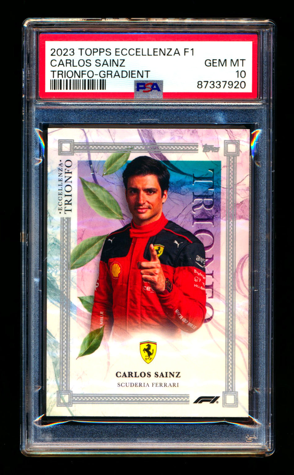 2023 Topps Eccellenza F1 Trionfo Carlos Sainz Gradient Parallel #1/5 PSA 10 (First #!) - POP 1!