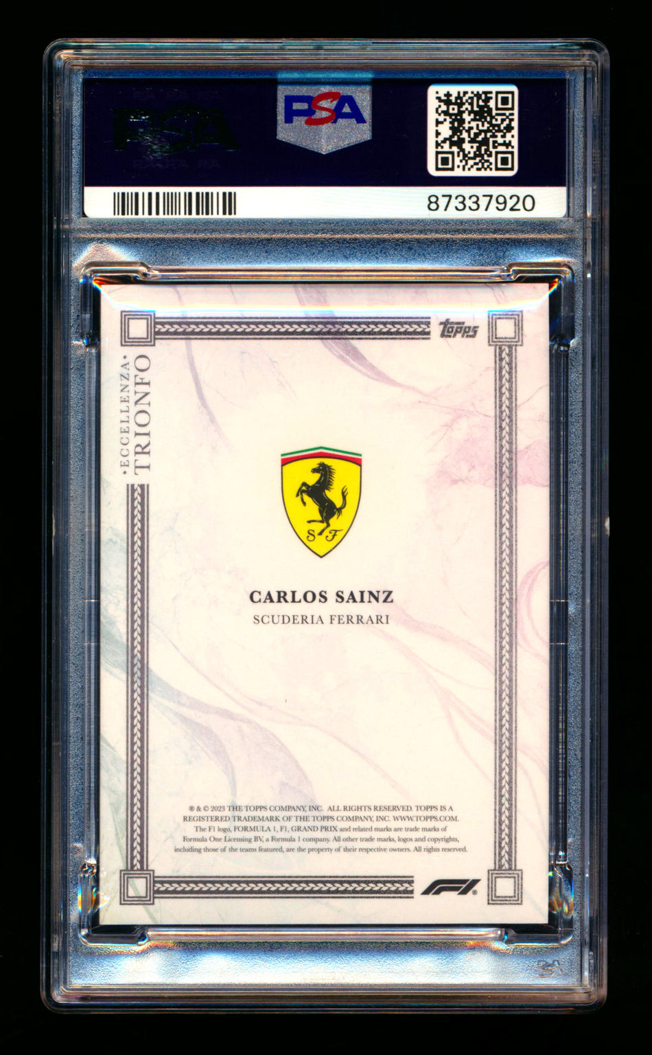 2023 Topps Eccellenza F1 Trionfo Carlos Sainz Gradient Parallel #1/5 PSA 10 (First #!) - POP 1!