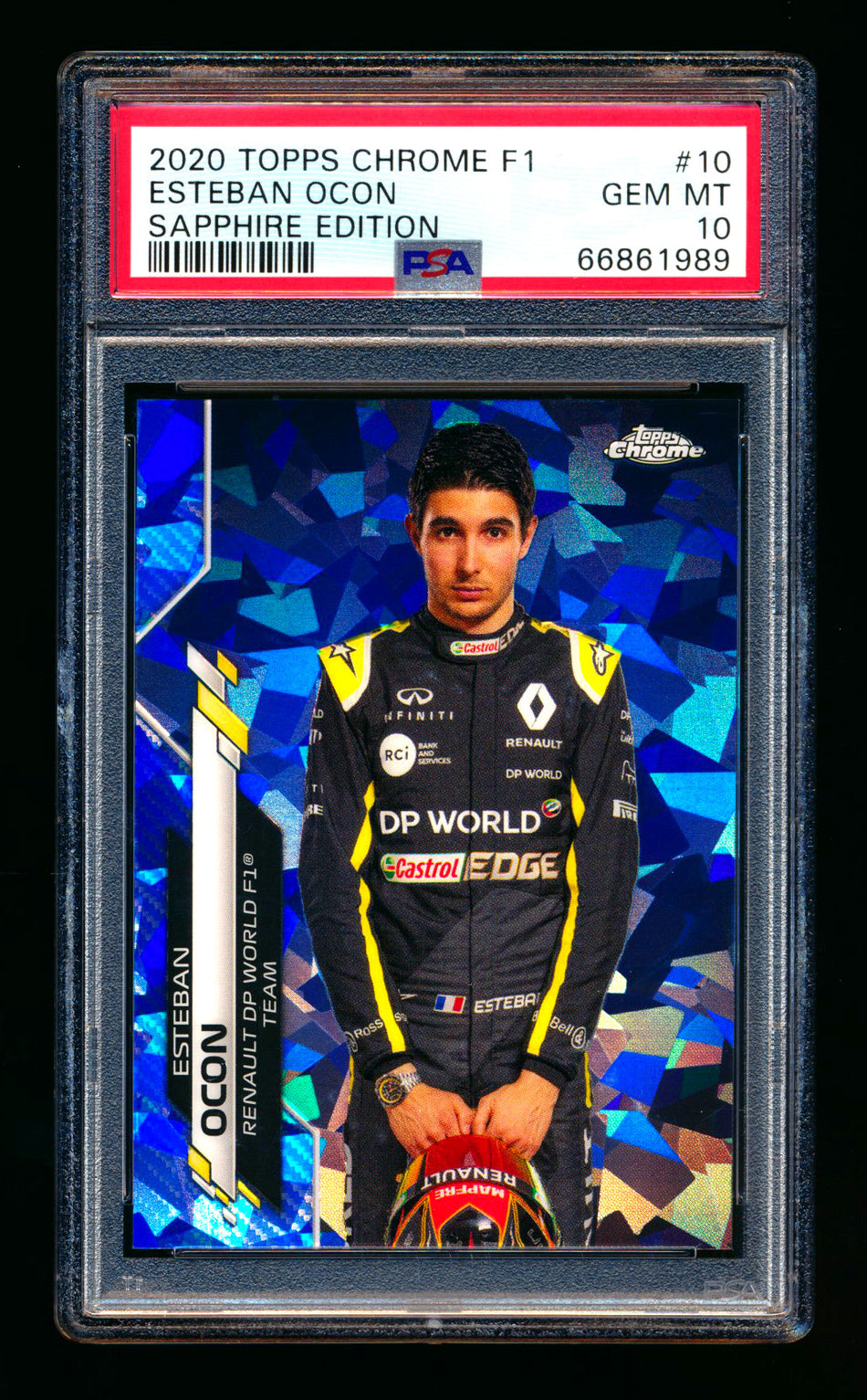 2020 Topps Chrome Sapphire F1 #10 Esteban Ocon RC Refractor Portrait PSA 10 ** (SOLD Nationals - $40.00 - 8/2/2025) **