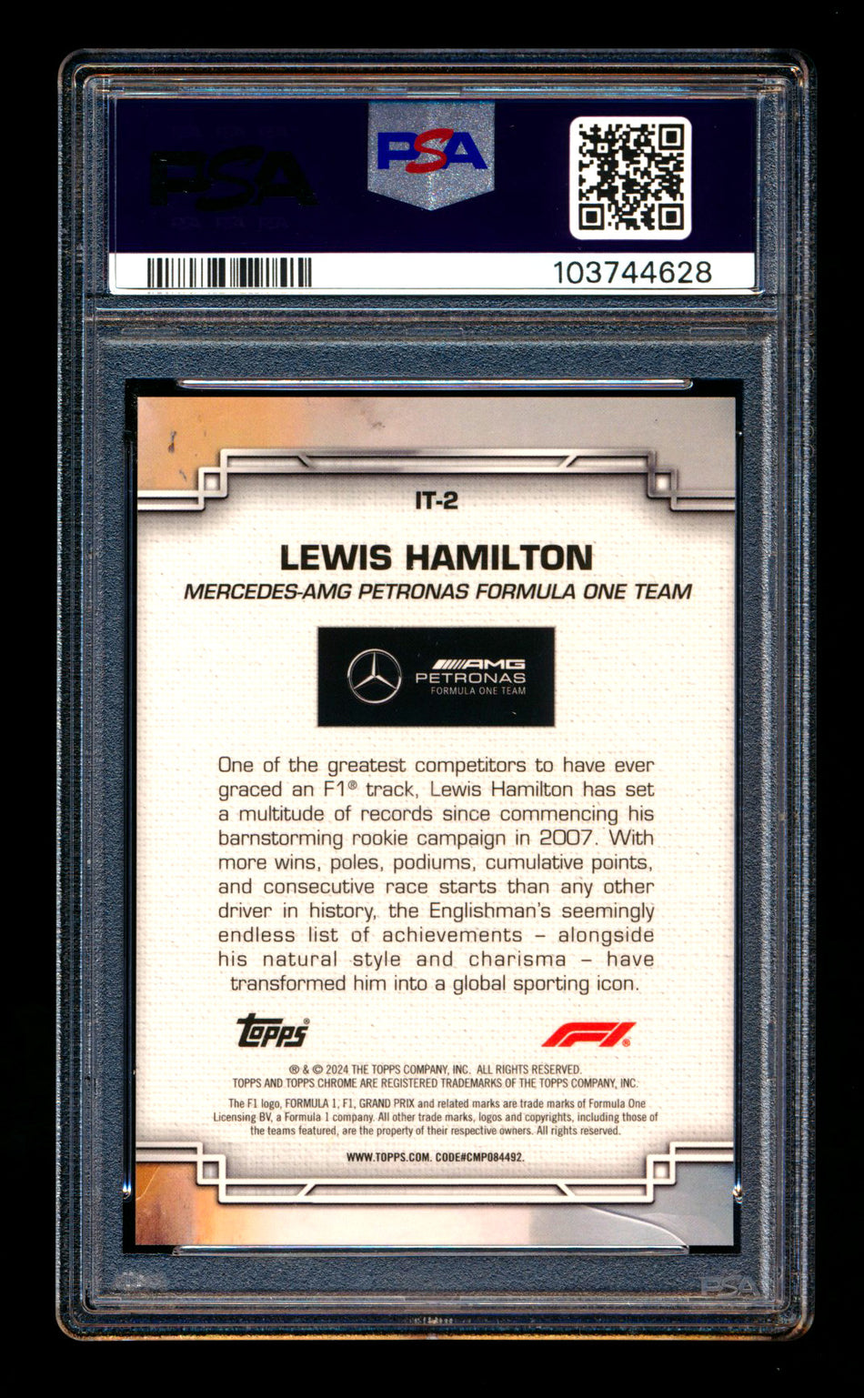 2024 Topps Chrome F1 Inside Trax #IT-2 Lewis Hamilton Refractor PSA 9 ** (SOLD Nationals - $85.00 - 8/1/2025) **