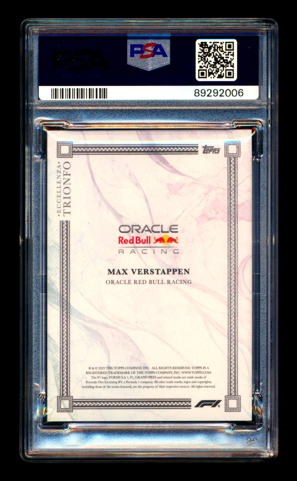 2023 Topps Eccellenza F1 Trionfo Max Verstappen Gradient Parallel #2/5 PSA 10 - POP 1!