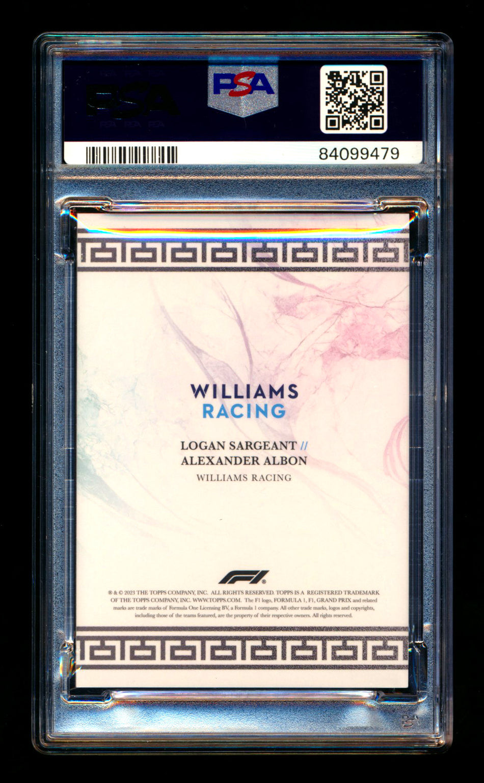 2023 Topps Eccellenza F1 La Squadra Williams Racing Alexander Albon/Logan Sargeant RC Gradient Parallel #2/5 PSA 10