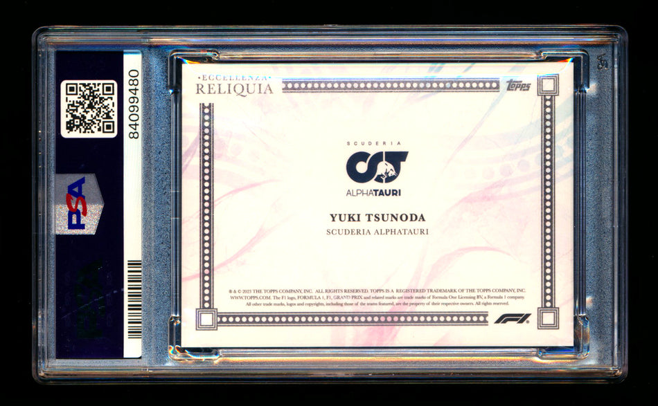 2023 Topps Eccellenza F1 Reliquia Yuki Tsunoda Gradient Parallel Patch #4/5 PSA 10