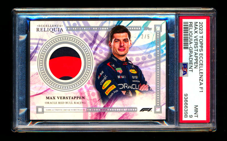 2023 Topps Eccellenza F1 Reliquia Max Verstappen Gradient Parallel Patch #2/5 PSA 9