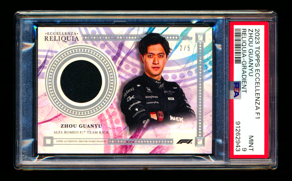 2023 Topps Eccellenza F1 Reliquia Guanyu Zhou Gradient Parallel Patch #2/5 PSA 9