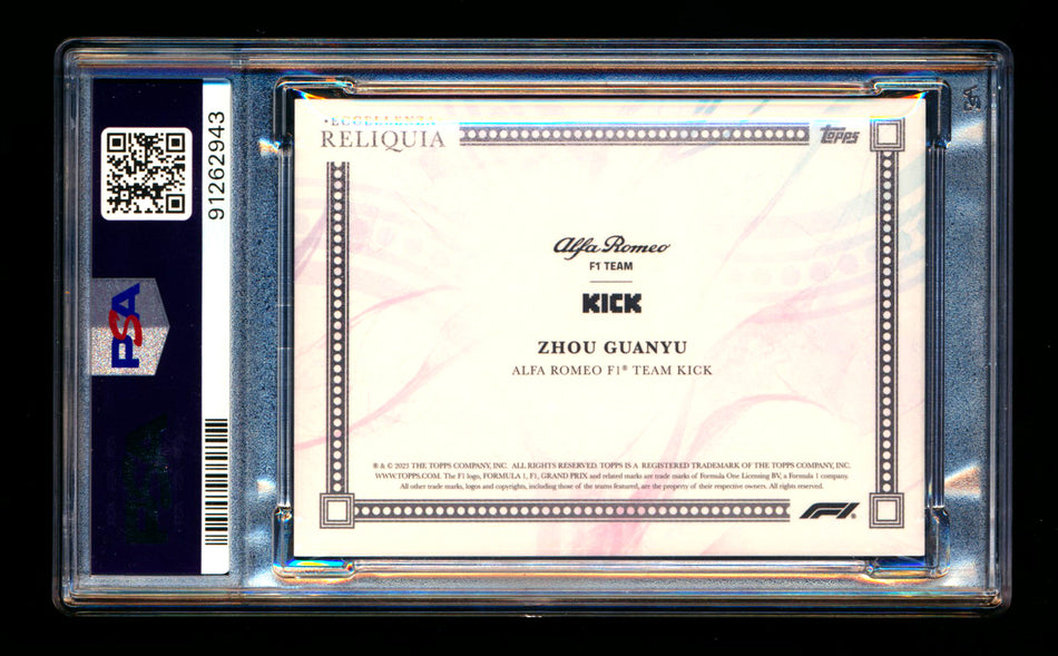 2023 Topps Eccellenza F1 Reliquia Guanyu Zhou Gradient Parallel Patch #2/5 PSA 9