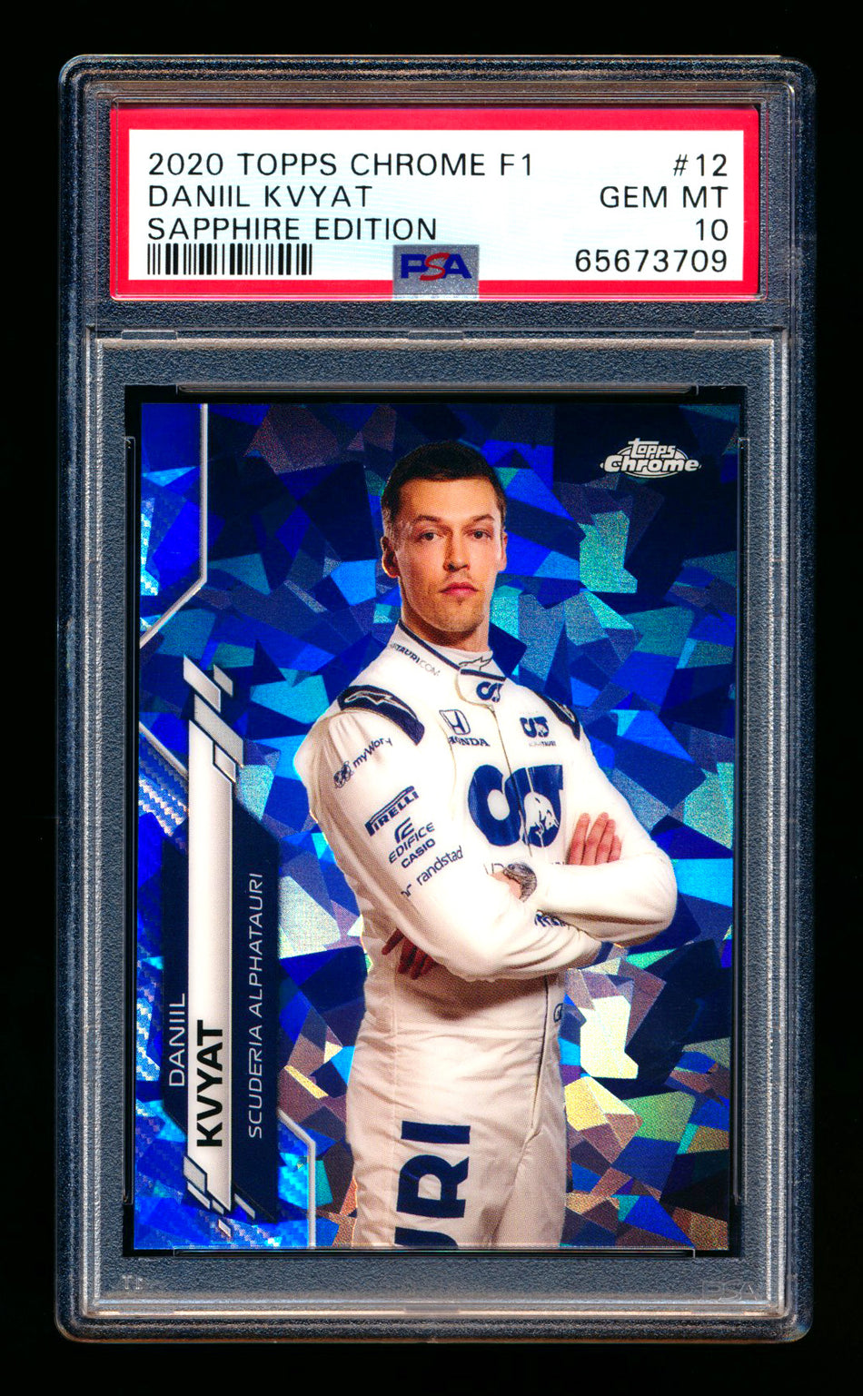 2020 Topps Chrome Sapphire F1 #12 Daniil Kvyat RC Refractor Portrait PSA 10 ** (SOLD Nationals - $90.00 - 8/1/2025) **