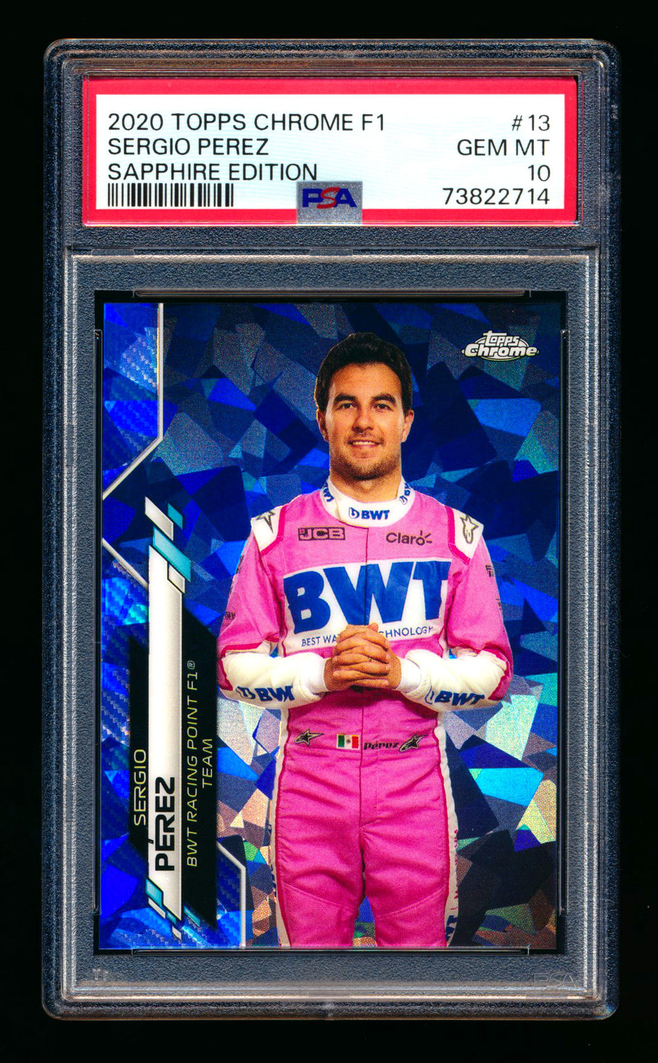 2020 Topps Chrome Sapphire F1 #13 Sergio Perez RC Refractor Portrait PSA 10 ** (SOLD Nationals - $55.00 - 8/2/2025) **