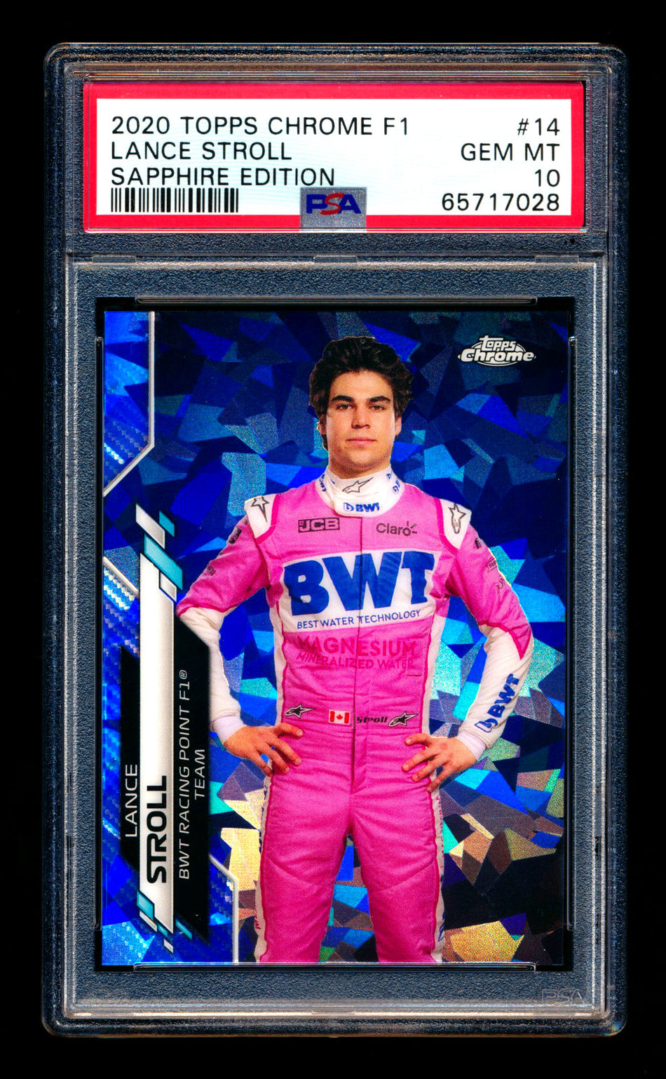 2020 Topps Chrome Sapphire F1 #14 Lance Stroll RC Refractor Portrait PSA 10 ** (SOLD Nationals - $40.00 - 8/2/2025) **