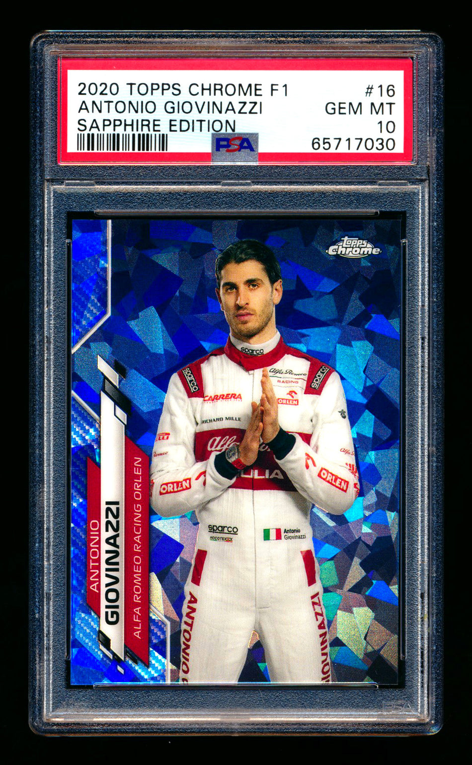2020 Topps Chrome Sapphire F1 #16 Antonio Giovinazzi RC Refractor Portrait PSA 10 ** (SOLD Nationals - $40.00 - 8/2/2025) **