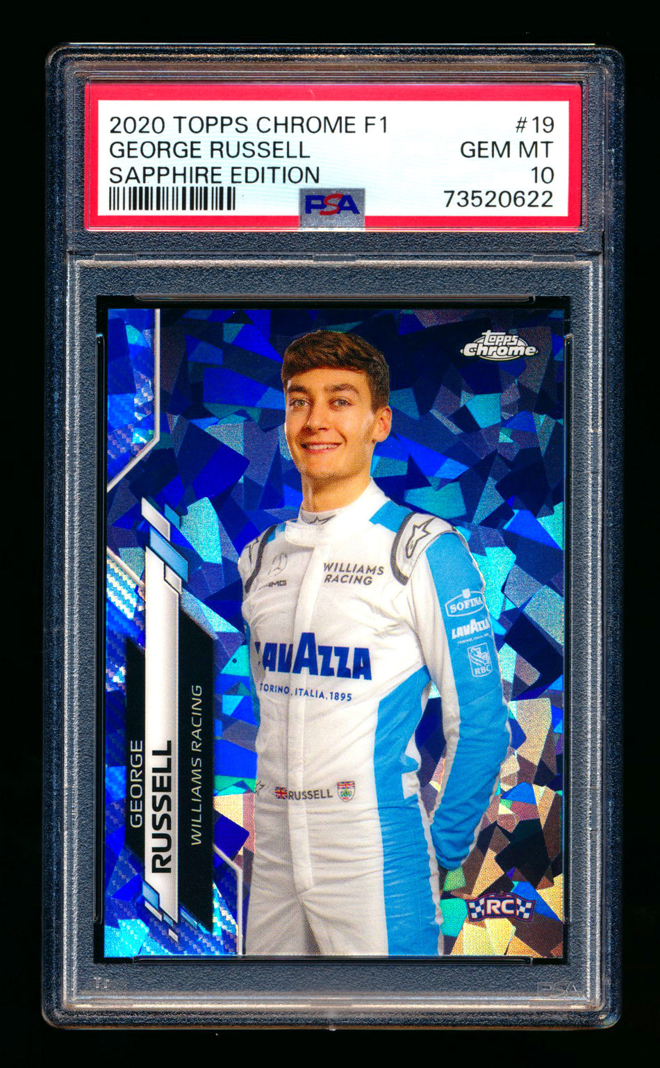2020 Topps Chrome Sapphire F1 #19 George Russell RC Refractor Portrait PSA 10 ** (SOLD Fanatics Fest - $90.00 - 6/20/2025) **