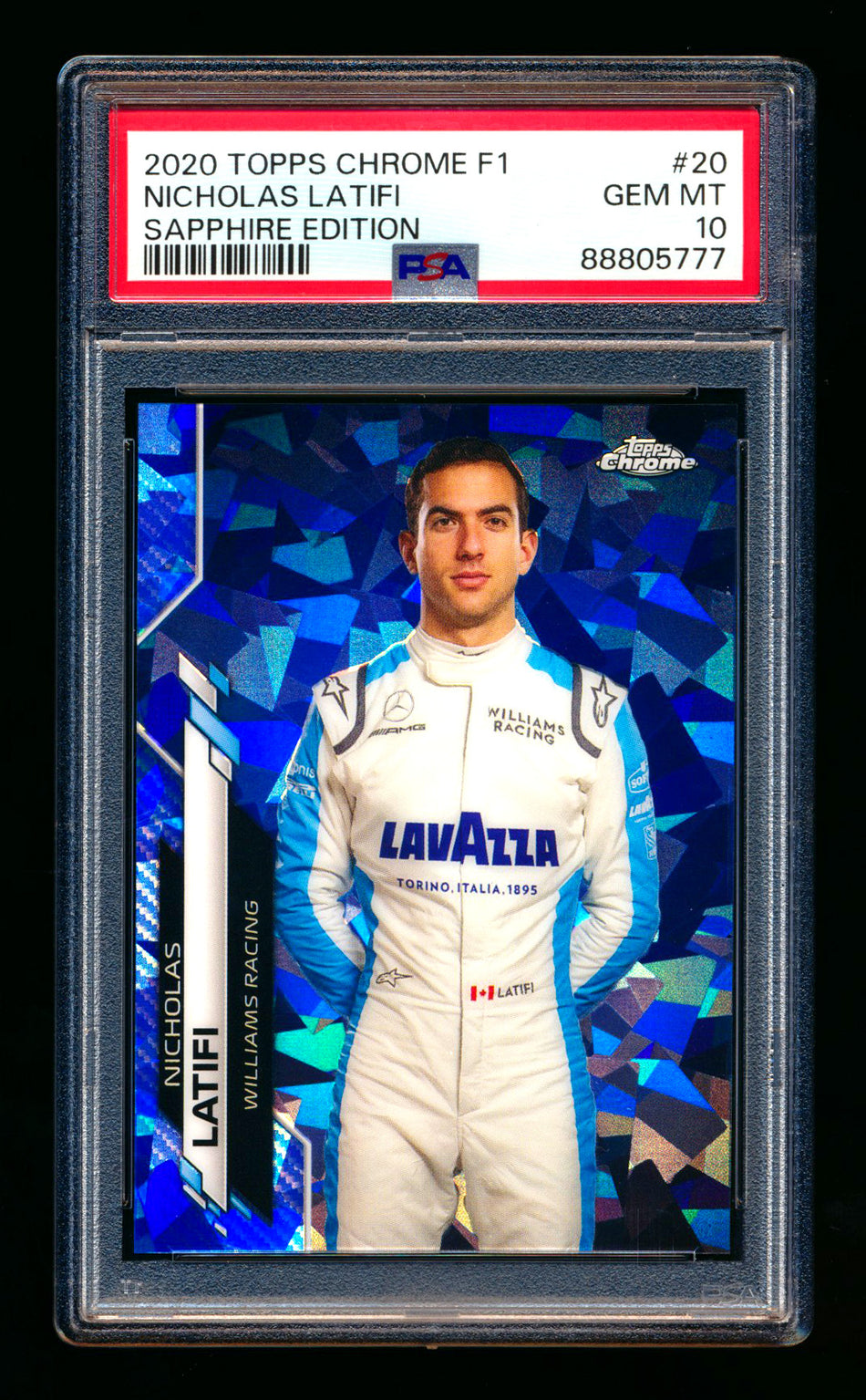 2020 Topps Chrome Sapphire F1 #20 Nicholas Latifi RC Refractor Portrait PSA 10 ** (SOLD Nationals - $40.00 - 8/2/2025) **