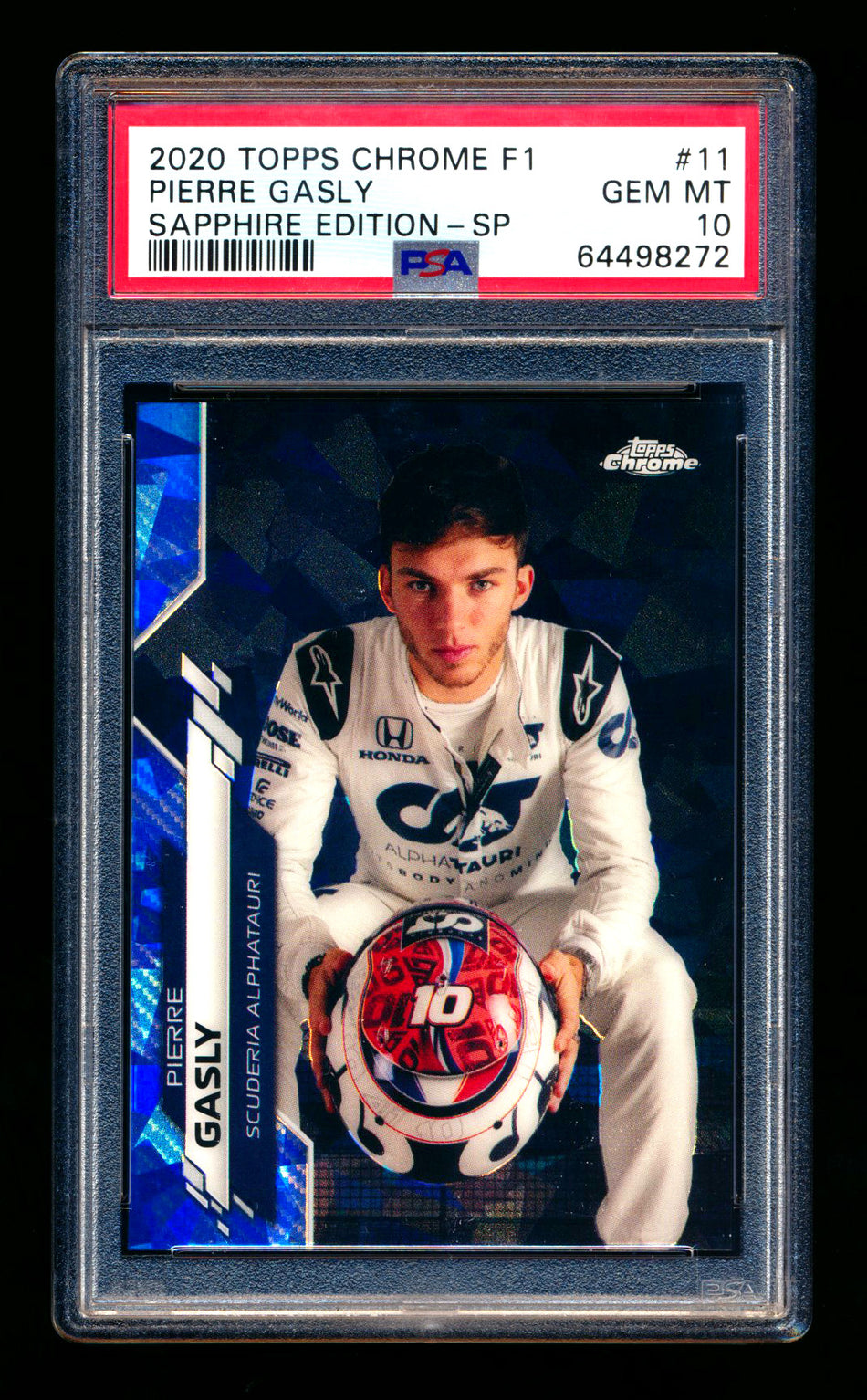 2020 Topps Chrome Sapphire F1 #11 Pierre Gasly RC Refractor Image Variation SP PSA 10 ** (SOLD eBay - $79.00 - 5/31/2025) **