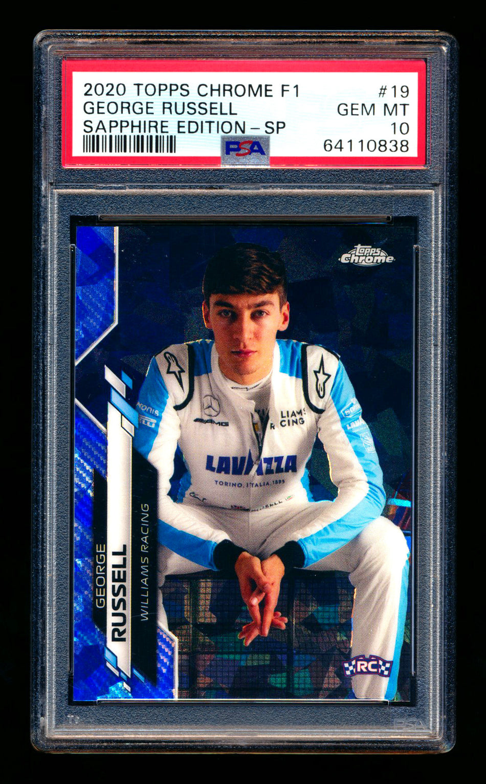 2020 Topps Chrome Sapphire F1 #19 George Russell RC Refractor Image Variation SP PSA 10 ** (SOLD Nationals - $160.00 - 7/31/2025) **