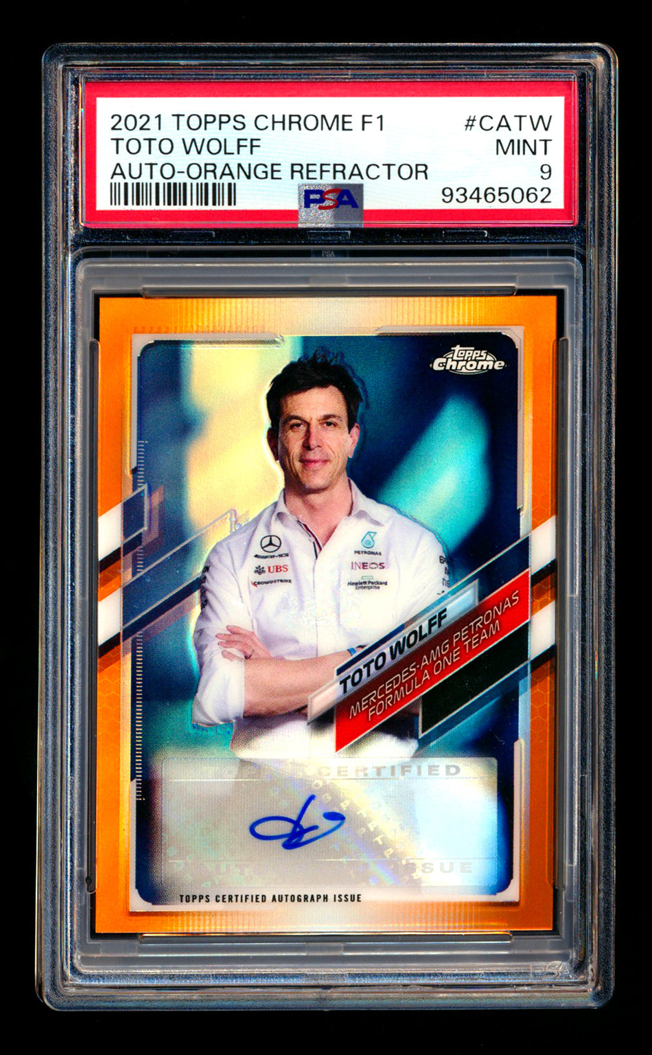 2021 Topps Chrome F1 #CA-TW Toto Wolff Orange Refractor Autograph #24/25 PSA 9 ** (SOLD eBay - $325.00 - 4/21/2026) **