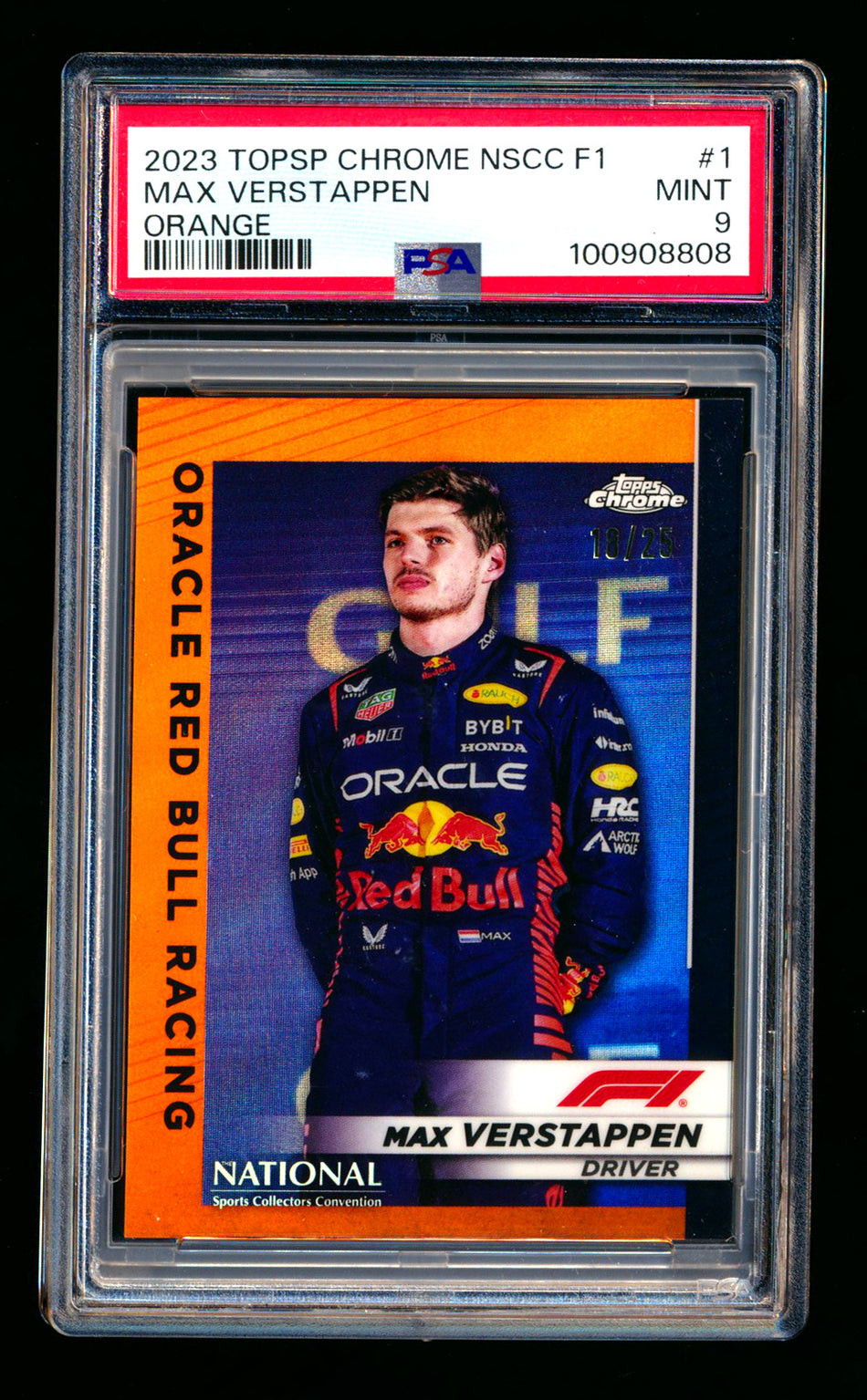 2023 Topps Chrome NSCC F1 Driver Portrait Orange Refractor Complete Set #/25 PSA (20 Card Set)