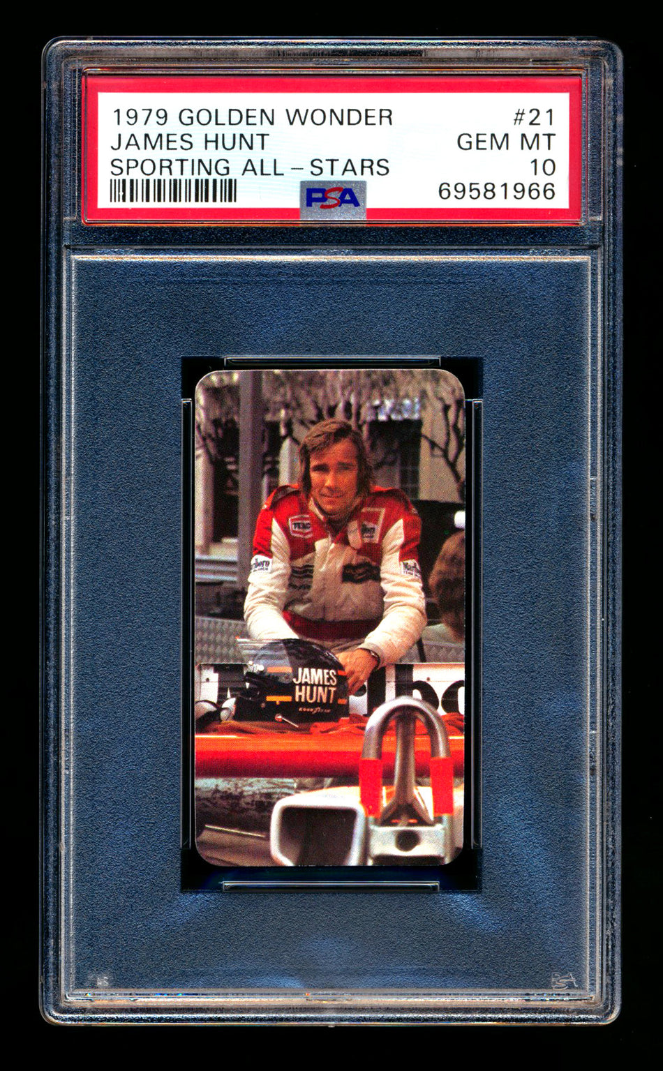 1979 Golden Wonder F1 #21 James Hunt RC Sporting All-Stars PSA 10 ** (SOLD Fanatics Fest - $70.00 - 6/20/2025) **