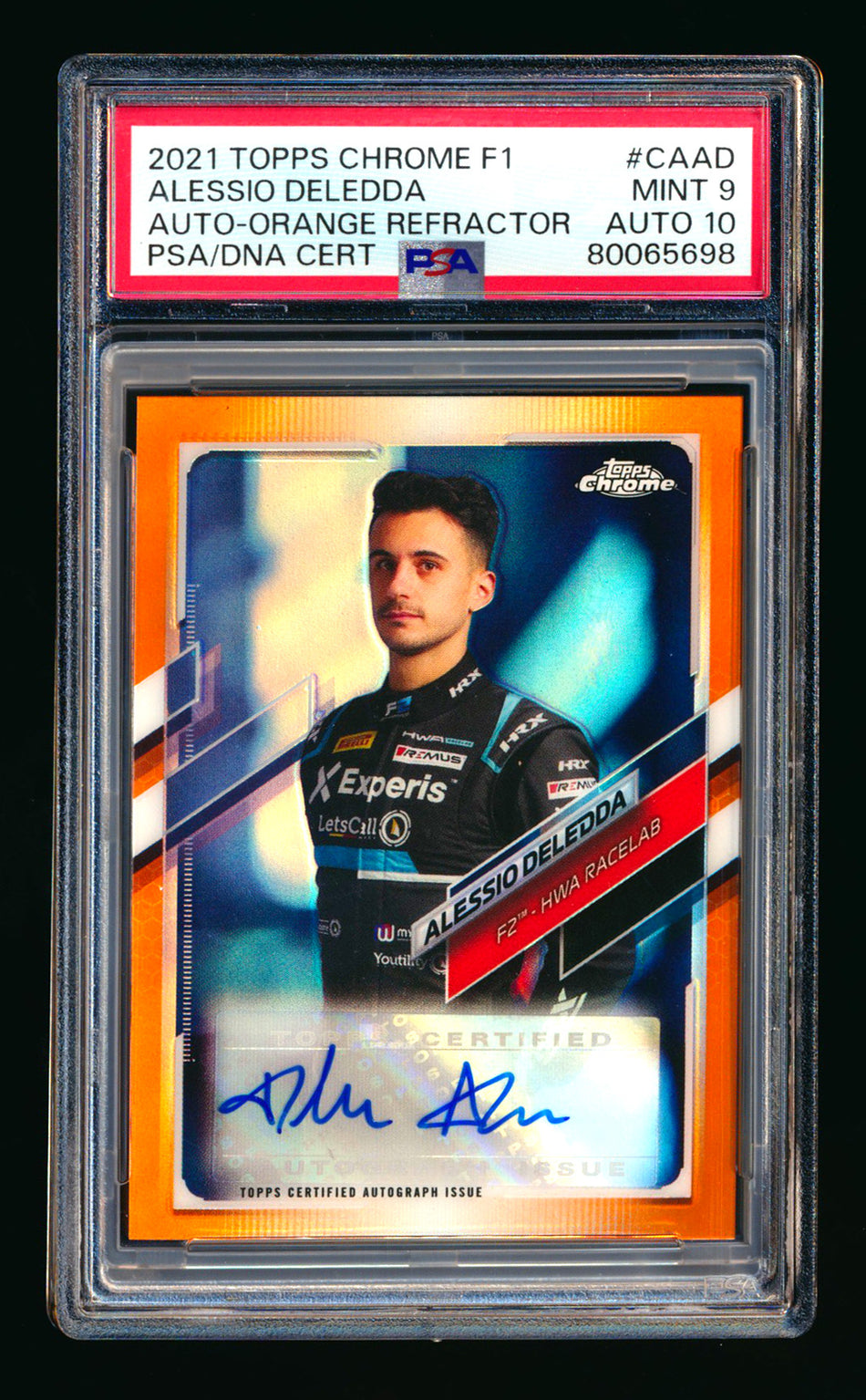 2021 Topps Chrome F1 #CA-AD Alessio Deledda RC Orange Refractor Autograph #24/25 PSA 9 DNA 10 ** (SOLD eBay - $59.00 - 4/10/2026) **