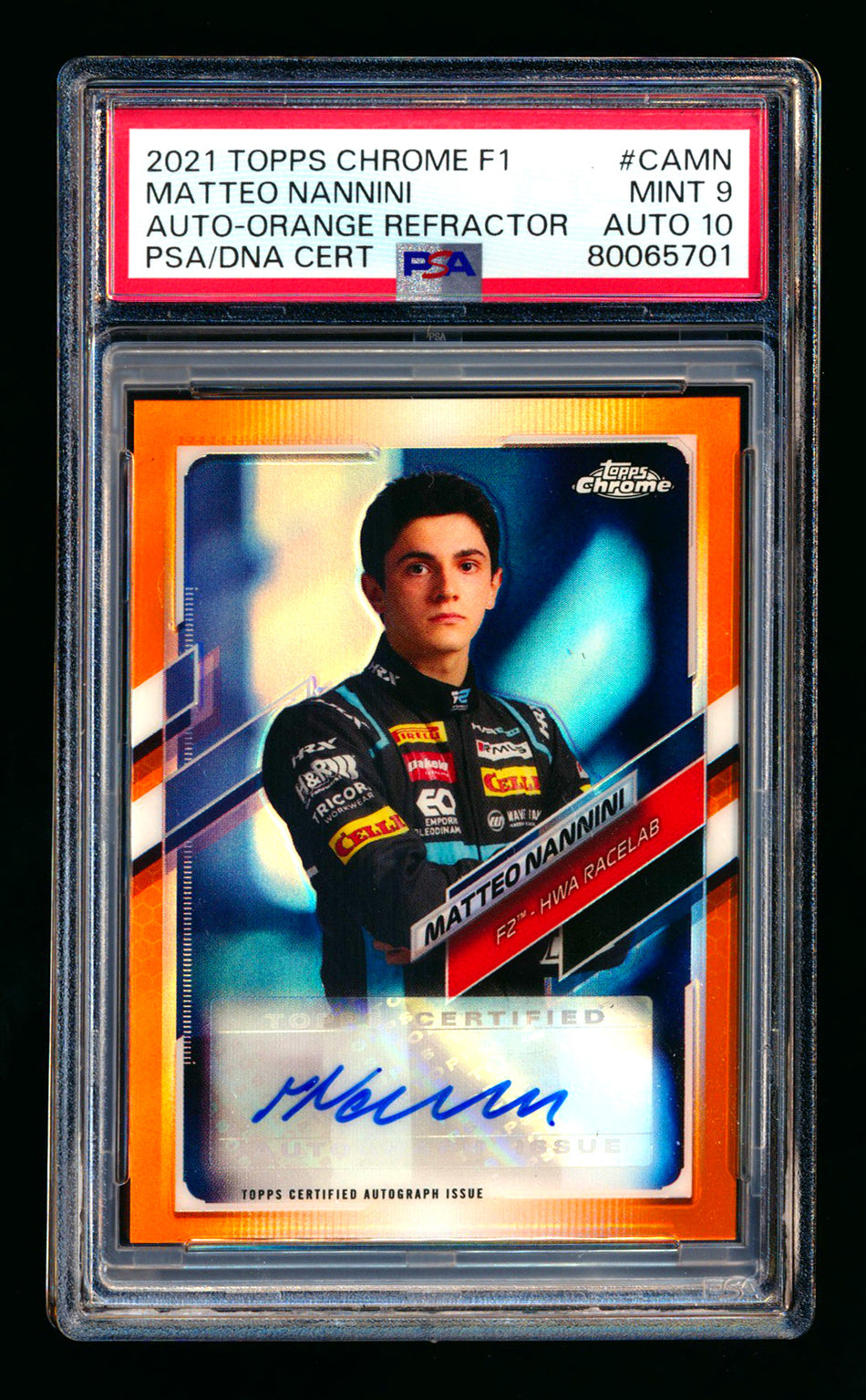 2021 Topps Chrome F1 #CA-MN Matteo Nannini RC Orange Refractor Autograph #12/25 PSA 9 DNA 10 ** (SOLD eBay - $59.00 - 4/10/2026) **