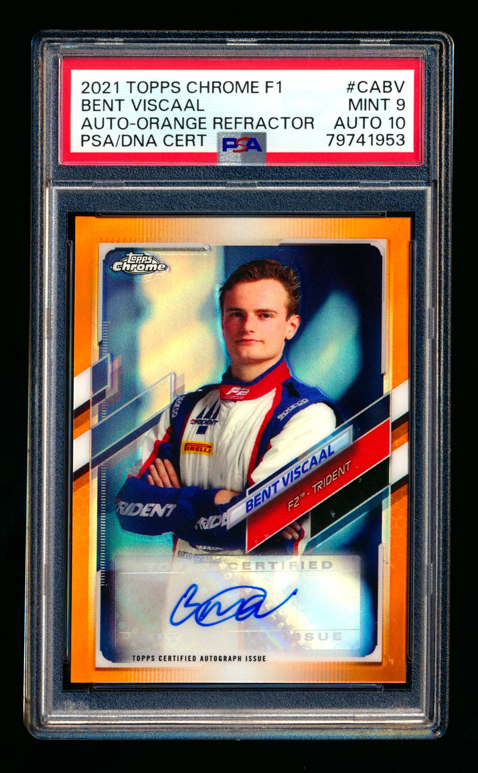 2021 Topps Chrome F1 #CA-BV Bent Viscaal RC Orange Refractor Autograph #24/25 PSA 9 DNA 10 ** (SOLD eBay - $59.00 - 4/10/2026) **