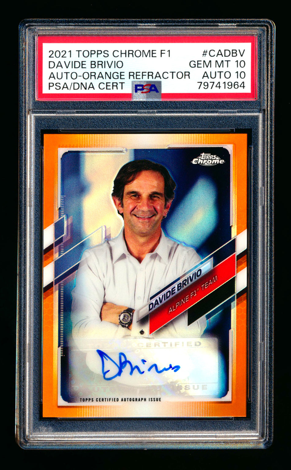2021 Topps Chrome F1 #CA-DBV Davide Brivio 1ST Year Orange Refractor Autograph #17/25 PSA 10 DNA 10