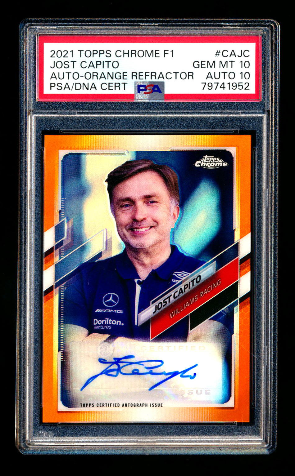 2021 Topps Chrome F1 #CA-JC Jost Capito 1ST Year Orange Refractor Autograph #11/25 PSA 10 DNA 10