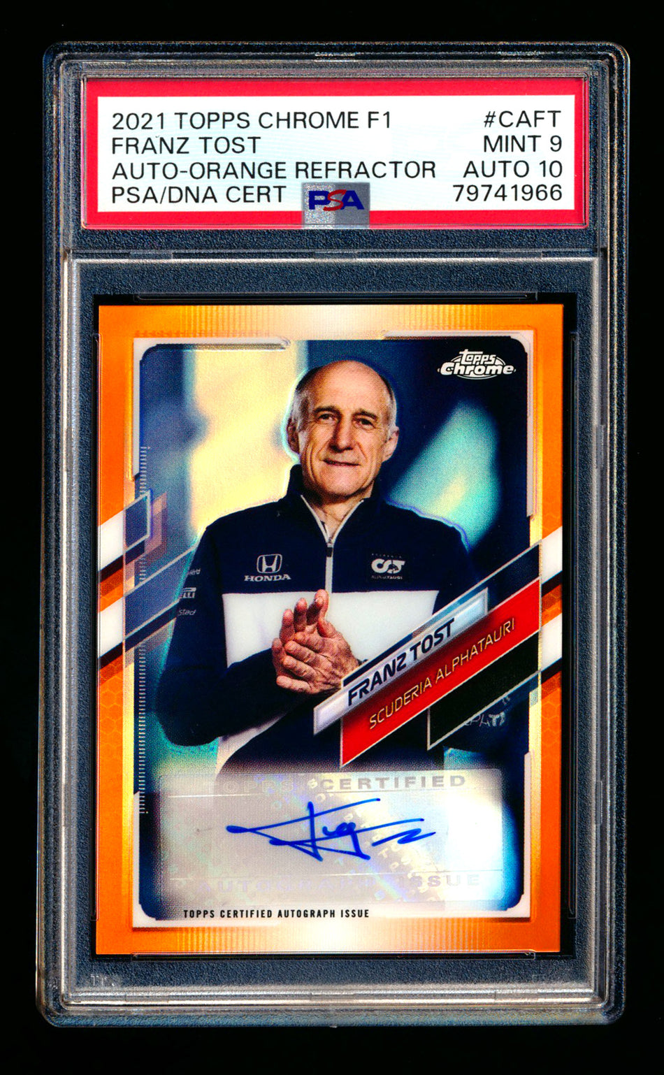 2021 Topps Chrome F1 #CA-FT Franz Tost Orange Refractor Autograph #25/25 PSA 9 DNA 10 (Last #!)
