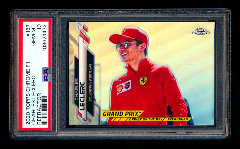 2020 Topps Chrome F1 #157 Charles Leclerc RC Refractor PSA 10