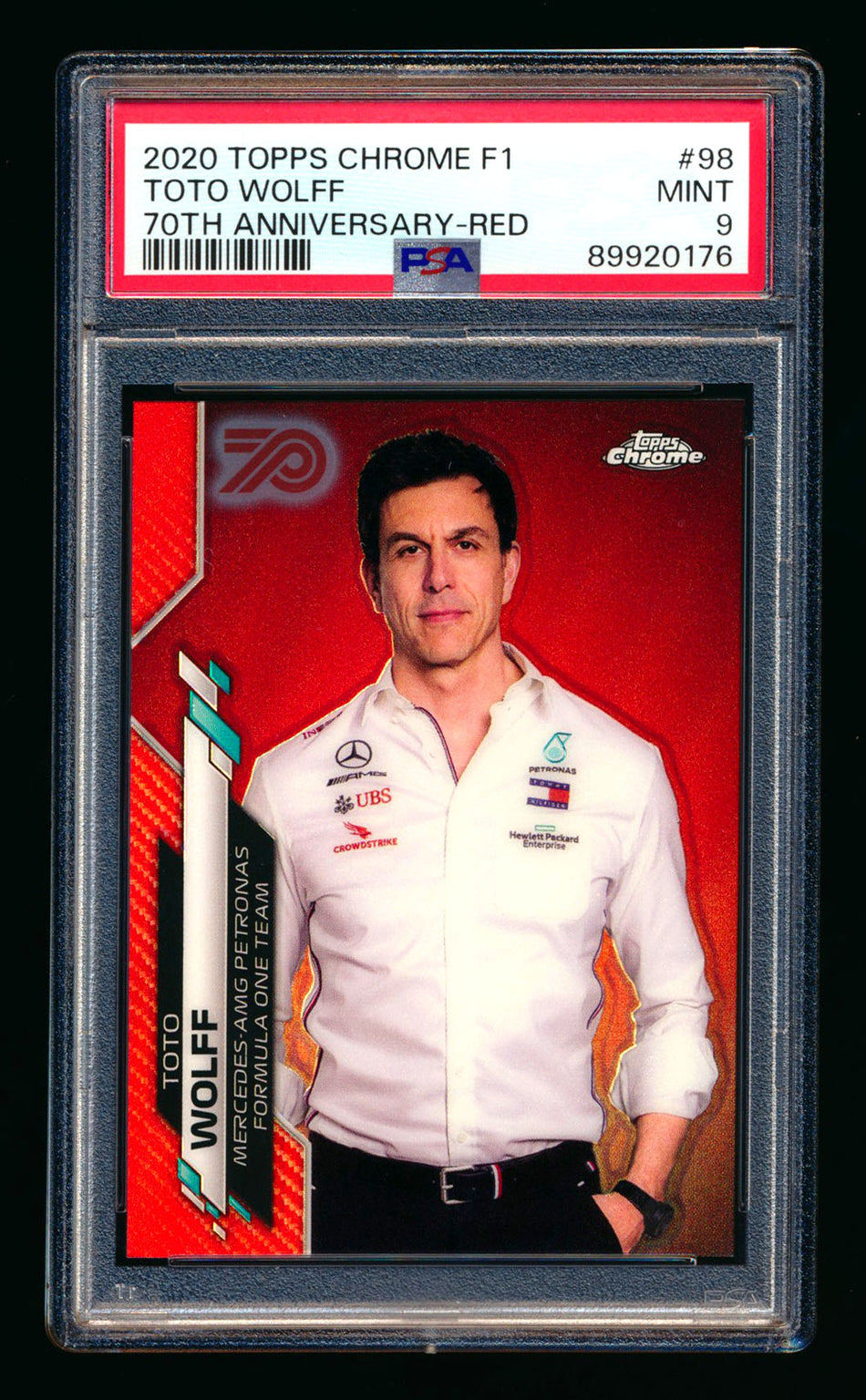 2020 Topps Chrome F1 #98 Toto Wolff RC 70th Anniversary Red Refractor PSA 9 ** (SOLD Nationals - $350.00 - 8/3/2025) **