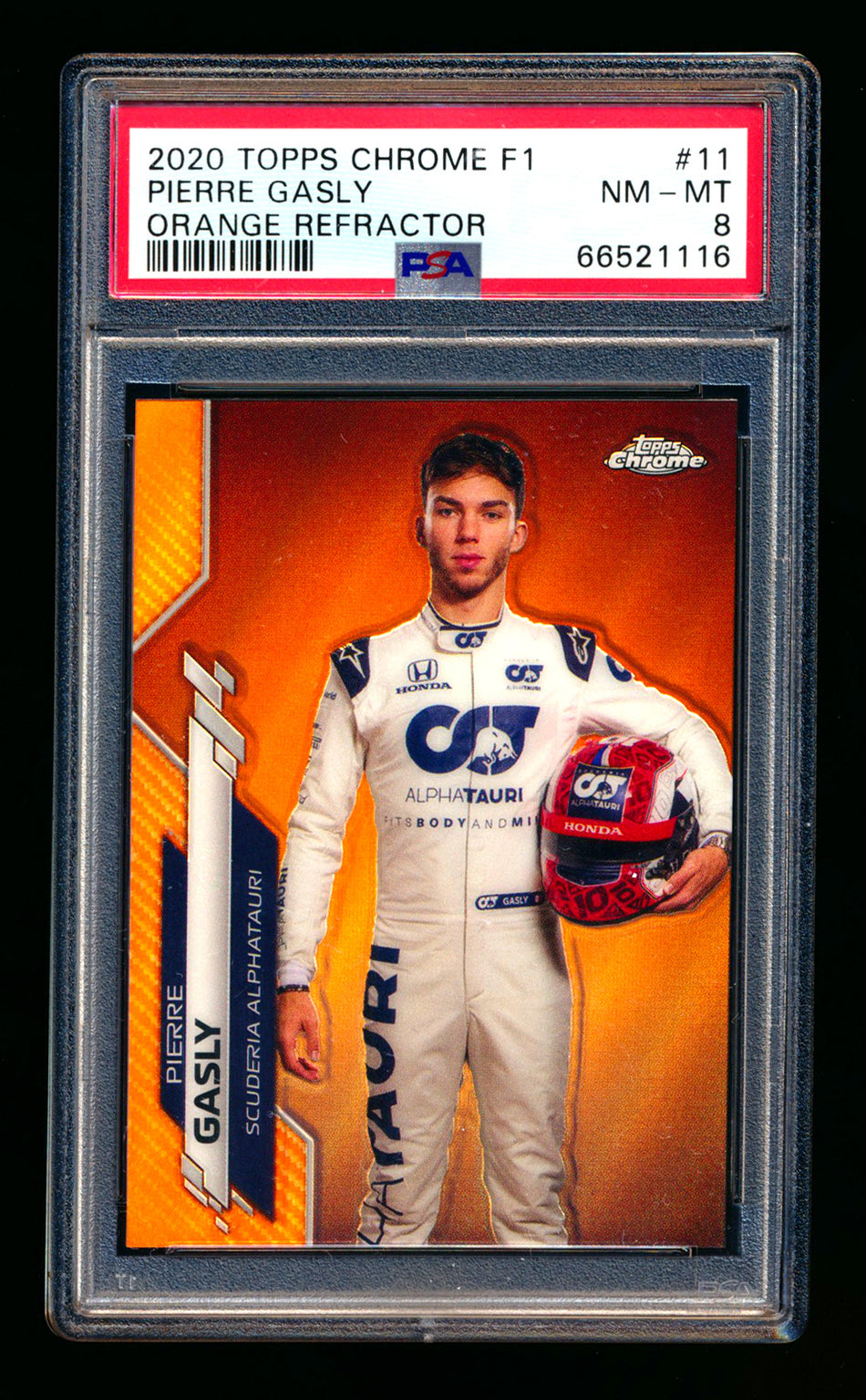 2020 Topps Chrome F1 #11 Pierre Gasly RC Orange Refractor Portrait #22/25 PSA 8 ** (SOLD - $279.00 - 6/20/2025) **