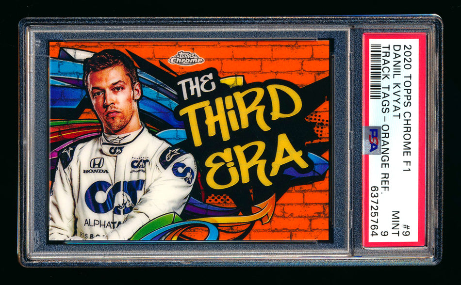2020 Topps Chrome F1 Track Tags #TT-9 Daniil "The Third Era" Kvyat RC Orange Refractor #11/25 PSA 9 ** (SOLD - $749.00 - 6/23/2025) **