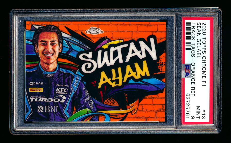 2020 Topps Chrome F1 Track Tags #TT-13 Sean "Sultan Ayam" Gelael RC Orange Refractor #15/25 PSA 9 ** (SOLD - $895.00 - 6/23/2025) **