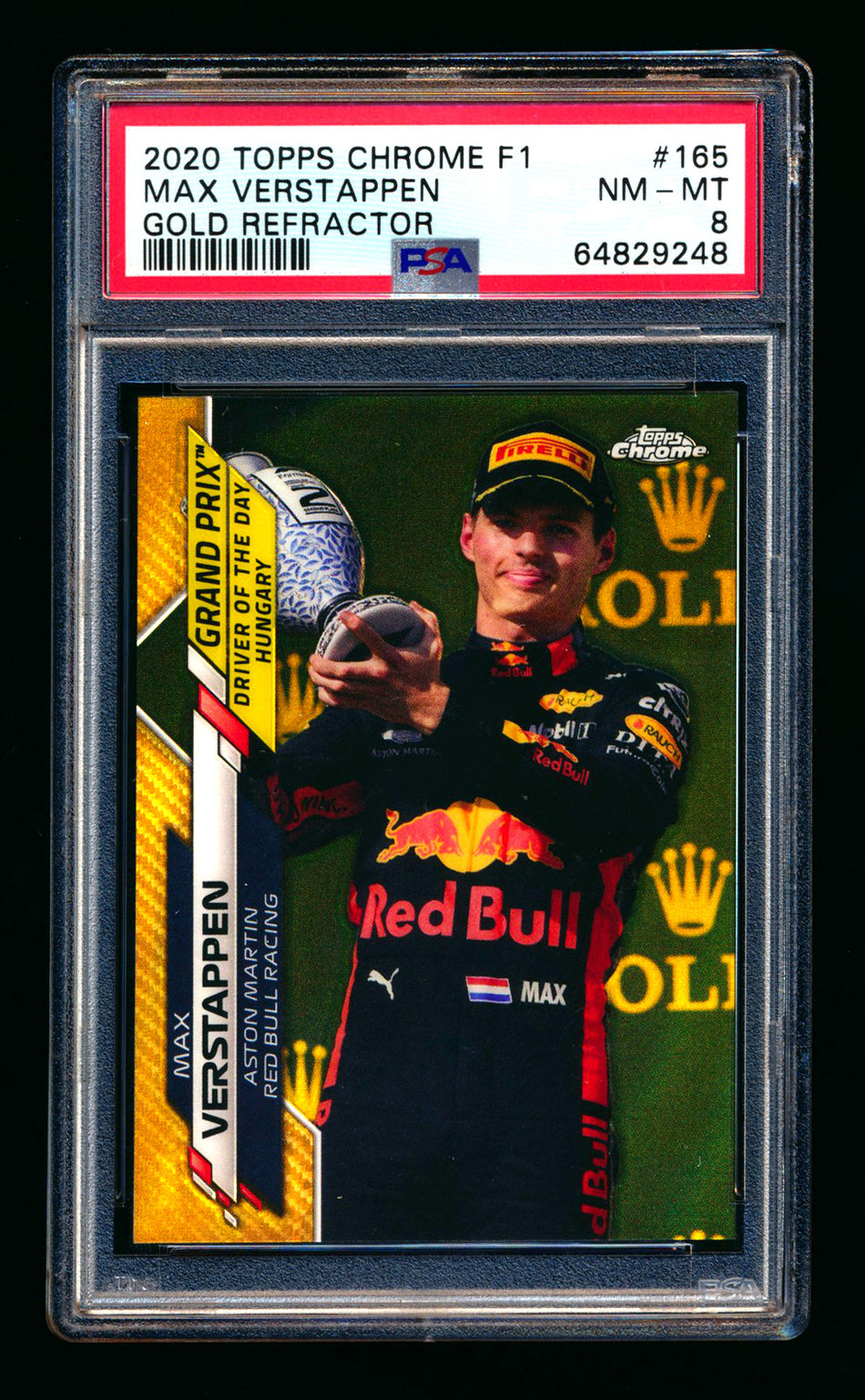 2020 Topps Chrome F1 #165 Max Verstappen RC Gold Refractor #03/50 PSA 8 ** (SOLD - $149.00 - 7/2/2025) **