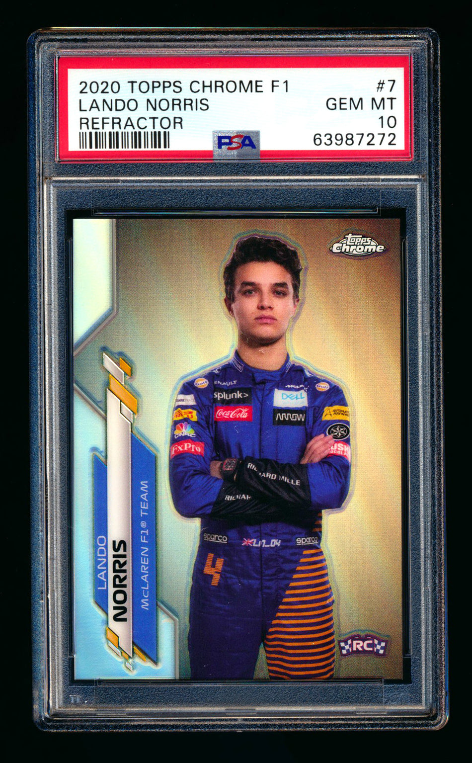 2020 Topps Chrome F1 #7 Lando Norris RC Refractor Portrait PSA 10 ** (SOLD eBay - $395.00 - 7/26/2025) **