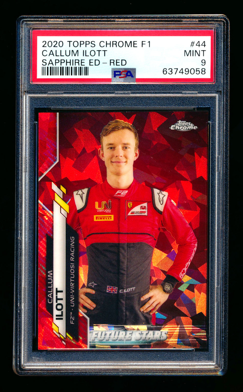 2020 Topps Chrome Sapphire F1 #44 Callum Ilott RC Red Refractor #2/5 PSA 9