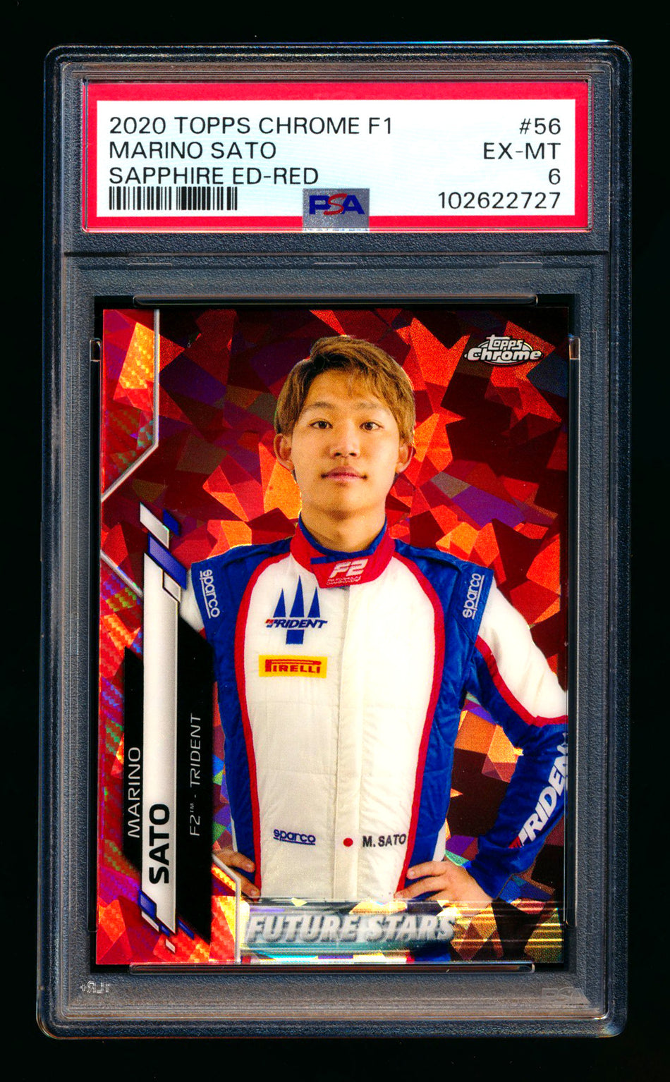 2020 Topps Chrome Sapphire F1 #56 Marino Sato RC Red Refractor #5/5 PSA 6 (Last #!)