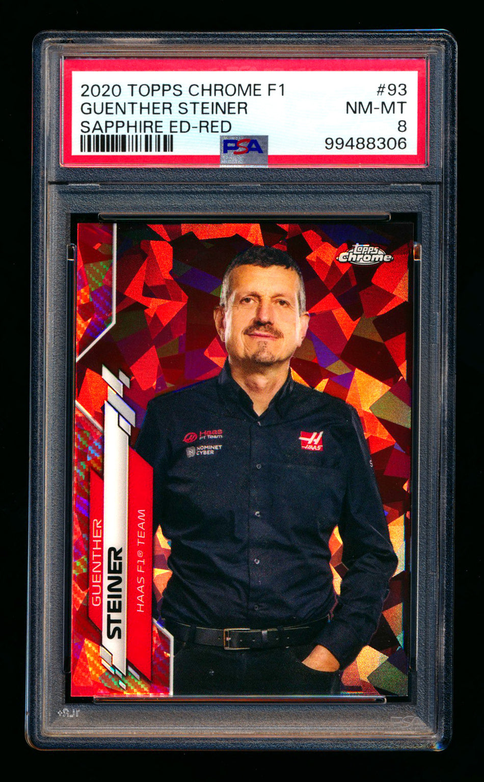 2020 Topps Chrome Sapphire F1 #93 Guenther Steiner RC Red Refractor #2/5 PSA 8 ** (SOLD eBay - $295.00 - 6/30/2025) **
