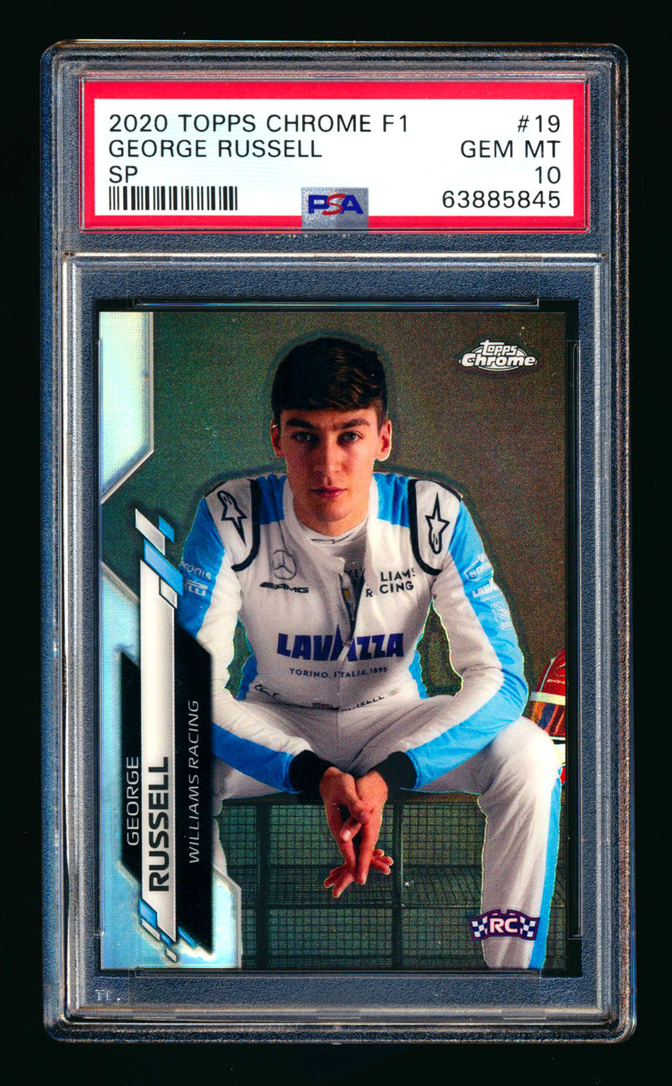 2020 Topps Chrome F1 #19 George Russell RC Refractor Image Variation SP PSA 10
