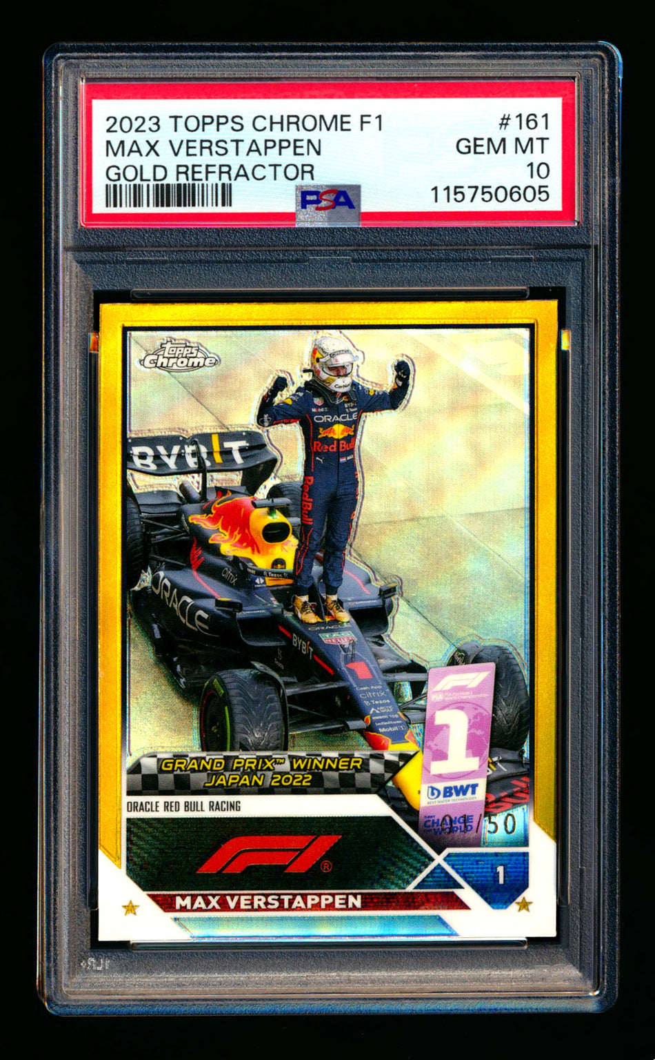 2023 Topps Chrome F1 #161 Max Verstappen Gold Refractor #01/50 PSA 10 (Car Number #1) ** (SOLD eBay - $179.00 - 8/21/2025) **