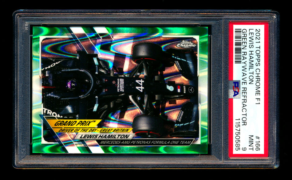 2021 Topps Chrome F1 #166 Lewis Hamilton Green Raywave Refractor #73/99 PSA 9 ** (SOLD Nationals - $20.00 - 8/1/2025) **