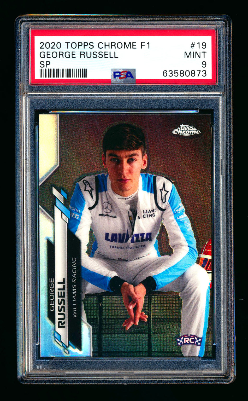 2020 Topps Chrome F1 #19 George Russell RC Refractor Image Variation SP PSA 9