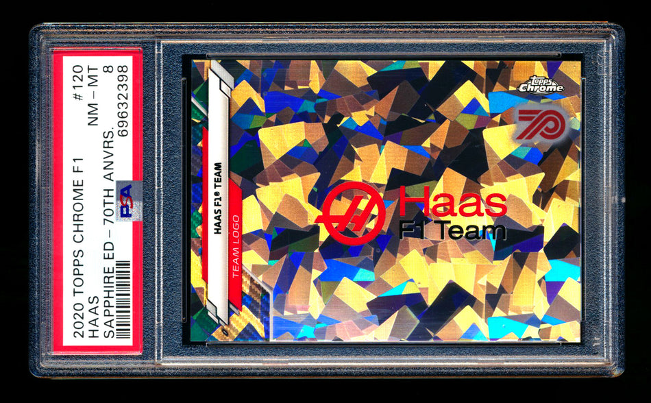 2020 Topps Chrome Sapphire F1 #120 Haas Team Logo RC 70th Silver Refractor #23/70 PSA 8 ** (SOLD - $125.00 - 8/26/2025) **