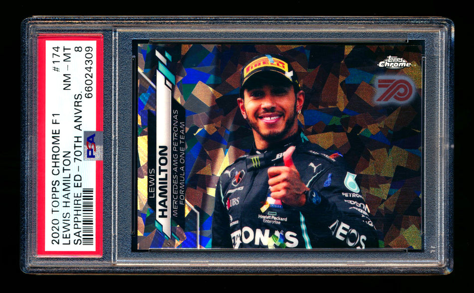 2020 Topps Chrome Sapphire F1 #174 Lewis Hamilton RC 70th Silver Refractor #17/70 PSA 8