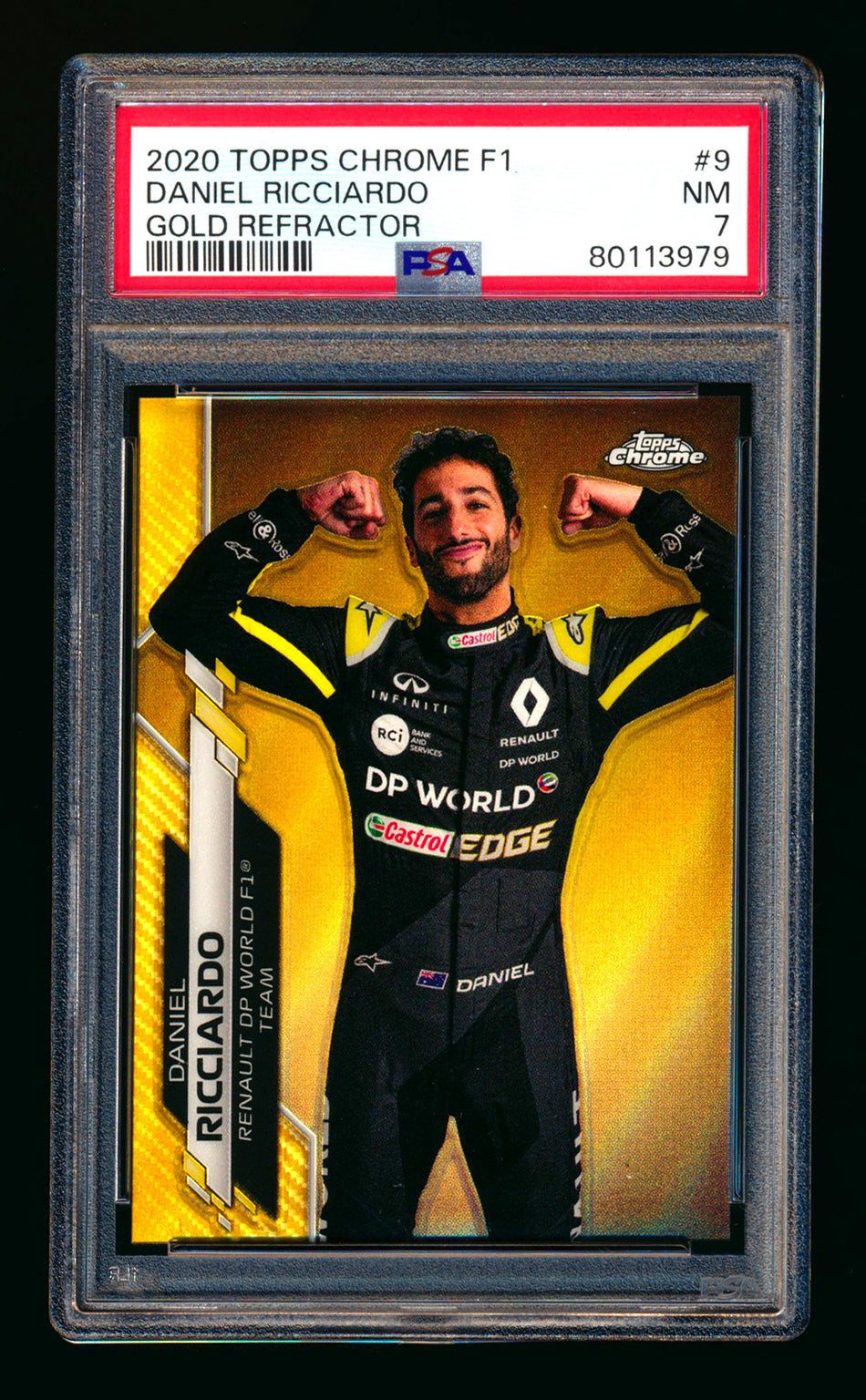 2020 Topps Chrome F1 #9 Daniel Ricciardo RC Gold Refractor Portrait #23/50 PSA 7 ** (SOLD - $250.00 - 8/15/2025) **