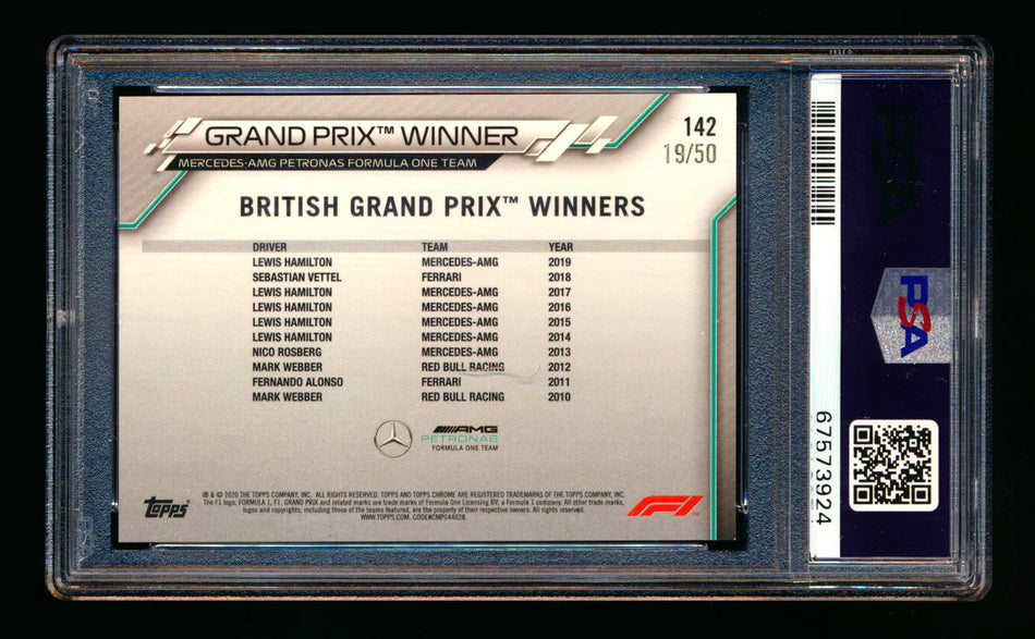 2020 Topps Chrome F1 #142 Lewis Hamilton RC Gold Refractor #19/50 PSA 7 ** (SOLD - $479.00 - 9/5/2025) **