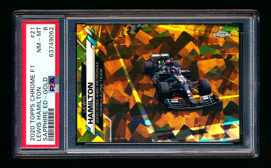 2020 Topps Chrome Sapphire F1 #21 Lewis Hamilton RC Gold Refractor #22/50 PSA 8