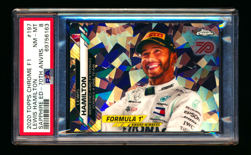 2020 Topps Chrome Sapphire F1 #197 Lewis Hamilton RC 70th Silver Refractor #15/70 PSA 8