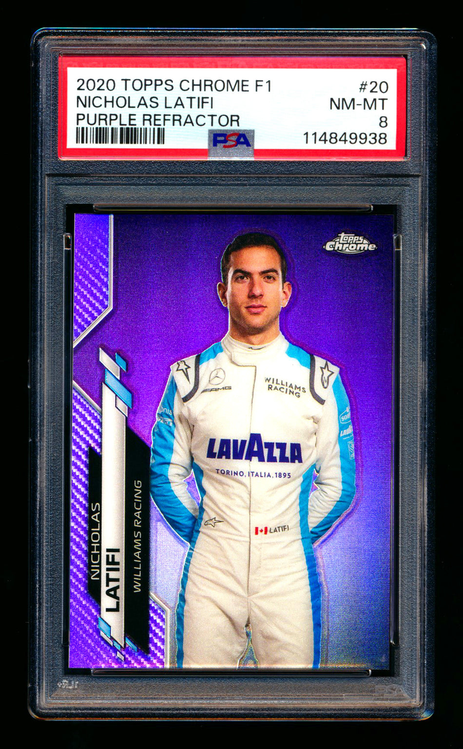 2020 Topps Chrome F1 #20 Nicholas Latifi RC Purple Refractor Portrait #373/399 PSA 9 ** (SOLD - $35.00 - 9/26/2025) **